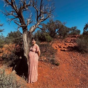 PINKBLUSH Maternity maxi lace dress